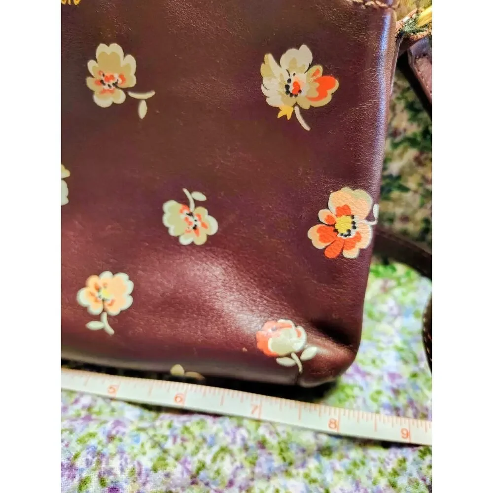 Vintage Cath Kidston Britain Leather Floral Print Shoulder Crossbody Bag